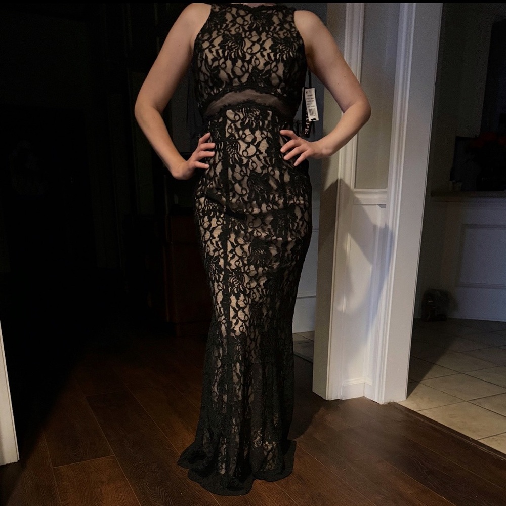 Xscape Black Halter Maxi Gown